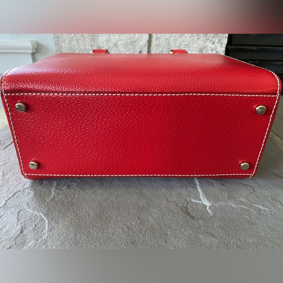Kate Spade Red Leather Wellesley purse detachable cross-body strap gold hardware - Picture 7 of 11
